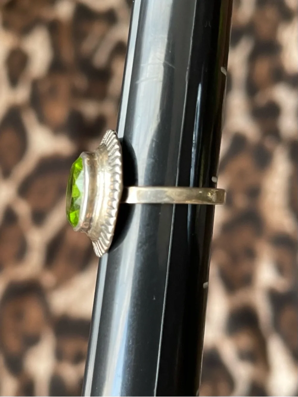 Peridot Sterling Silver Sunray Textured Vintage Ring Artisan Handmade